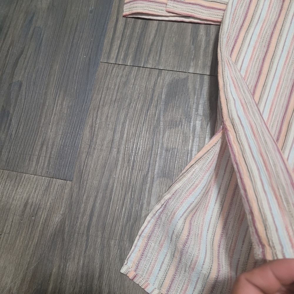 Christopher & Banks Striped Tunic - Orange, White, Tan 100% Cotton Oversized - Picture 4 of 6